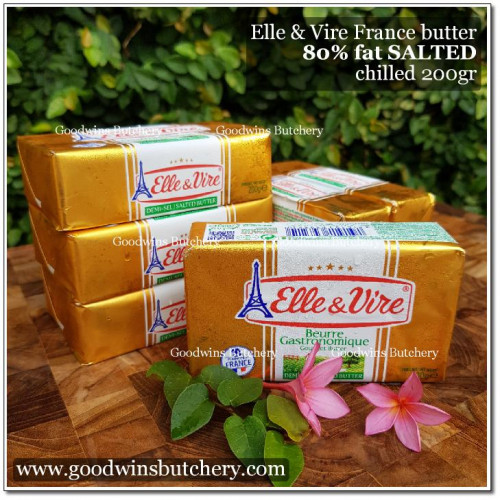 Butter France ELLE & VIRE 80% fat SALTED mentega butter bergaram Elle&Vire chilled 200g
